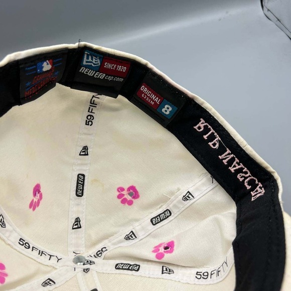 Vintage Atlanta Braves RIP Nascar Hat Men 8 Pink 59Fifty New Era MLB Fitted Cap - Picture 7 of 9